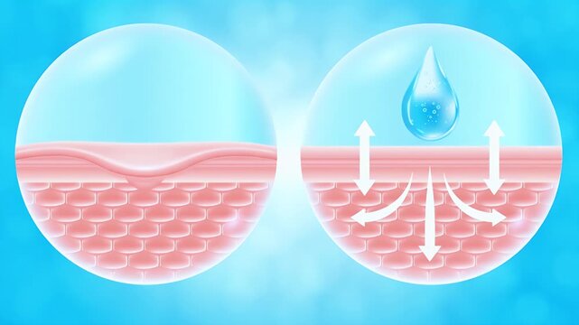 hyaluronic acid absorbs to skin layer. 3D rendering.
