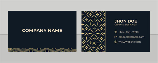 Modern Creative Gold Pattern Business Card Design. Minimal Dark Business Card. Minimum Line Pattern business Card template