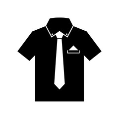 Naklejka premium Vector art of black short sleeve shirt with white tie