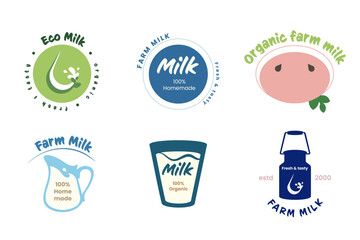 Infographics showcase environmental conservation messages related to milk branding. Logos highlight homemade and organic characteristics, emphasizing eco-friendly practices in dairy farming.
