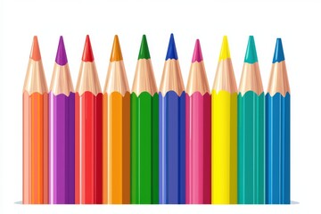 Fototapeta premium Colorful pencils border in a vibrant illustration artwork
