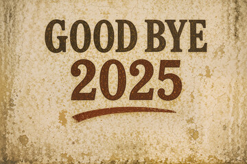 Goodbye 2025 Message on Vintage Textured Background