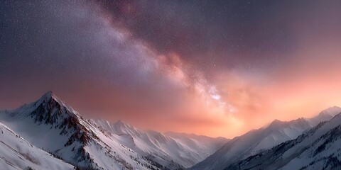 Majestic mountain landscape under a starry night sky