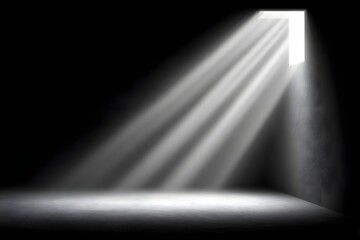 Light beams illuminating a dark room corner