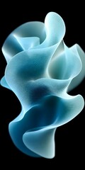 Abstract fluid shape with ethereal blue tones