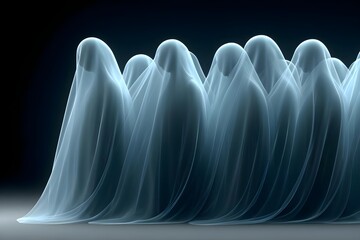 Ethereal figures shrouded in translucent veils