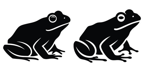frog silhouette pets vector icon set