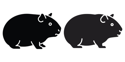 guinea pig silhouette pets vector icon set