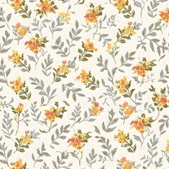Floral, botanical, pattern, repeating, seamless, stylized, illustration, flower bouquet, wildflowers, meadow, nature.