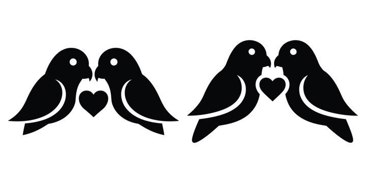 lovebird silhouette pets vector icon set