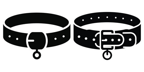 pet collar silhouette pets vector icon set