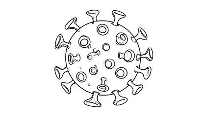 Simple black and white sketch of a virus