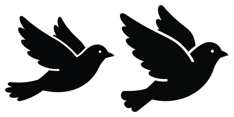 Fototapeta premium bird flying silhouette pets vector icon set