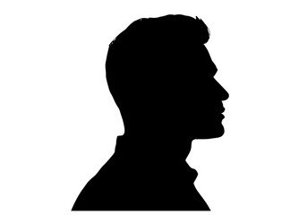a silhouette of a man's profile, with a profile viewblack, head, man, profile, stare, talk 