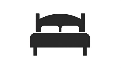 Simple black silhouette of a double bed