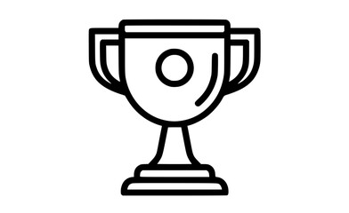 a black and white outline drawing of a trophyapp, black, flat, icon, illustration, shield, trophy, trophy cup, vector icon, web 