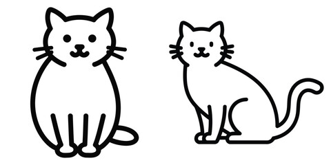Obraz premium cat outline silhouette pets vector icon set