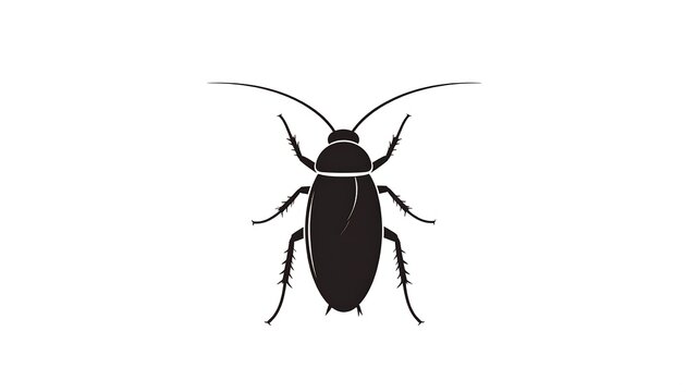 Simple black silhouette of a cockroach