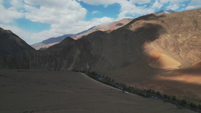 aerial view of Kyzyl Oi Village, Kyrgyzstan - 25th august 2025