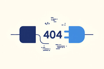 404 error unplugged plug icon, minimal disconnected page not found vector
