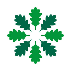 Radial Oak Leaf Shapes Green Icon