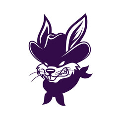 Cowboy Rabbit Mascot Logo – Wild Bunny Character Vector Illustration