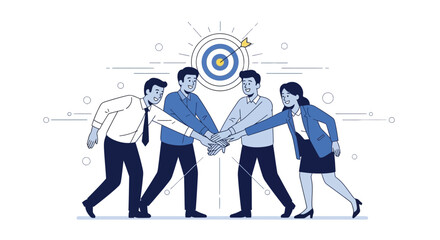Teamwork and Success: People Coming Together with a Target in the Background