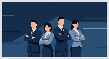 Teamwork And Success Vision: A Group Of Professionals Poses Confidently Together