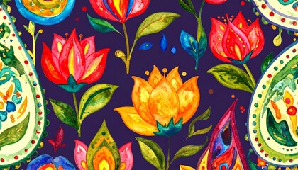 Vibrant floral paisley pattern (3)