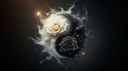 Harmony of dark and light represented through roses