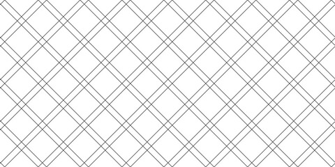 Crisscross lines seamless pattern. Black and white minimal grid. Diagonal line rhombus checkered texture. Gingham simple outline background 
