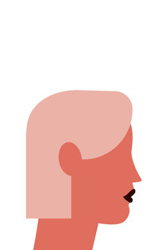 White woman with short blonde hair in side view. Businesswoman, professional. Colorful, flat vector illustration on transparent background. Character design, vertical layout, high resolution PNG	