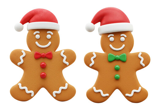 Biscoitos de Natal Personagens Animados Rnderizado em 3D para Composi&ccedil;&otilde;es
