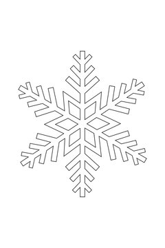 Snowflake outline with geometric six-pointed star star pattern. Simple ice crystal pattern with symmetrical branches for winter decorations, coloring pages, and holiday designs. High-res PNG