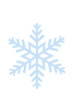 Light blue snowflake with geometric six-pointed star pattern. Delicate winter ice crystal design with symmetrical branches for holiday decorations, Christmas cards, and seasonal designs. High-res PNG