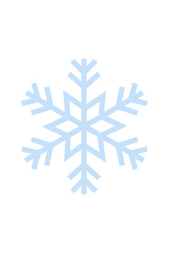 Light blue snowflake with geometric six-pointed star pattern. Delicate winter ice crystal design with symmetrical two branches for holiday decorations, Christmas cards, and seasonal designs. PNG