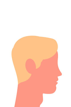 Side-profile vector portrait of a white man with blonde hair. Flat design, isolated on white, perfect for avatars, character design, editorial, and web projects. High-res PNG on transparent background