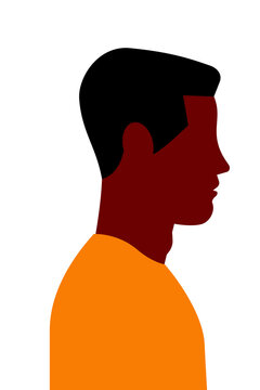 Side-profile vector portrait of a dark-skinned Black man with short hair wearing a yellow top. Flat design, isolated on white, ideal for avatars, character design, editorial, and web projects. PNG