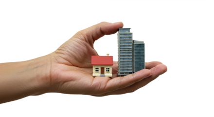 Concept of buying or building new home isolated on white transparent background, PNG 