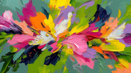 abstract colorful parrot feathers painting with bold brush

