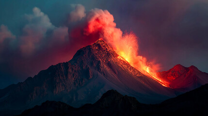 Fototapeta premium volcano erupting with glowing lava
