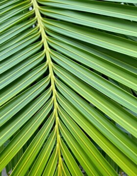 Close-up of vibrant green sabal palm fronds, showcasing intricate texture and vein detail, closeup, tropical plant, flora