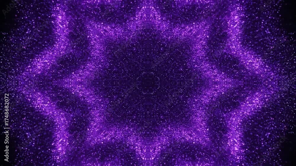 Wall mural glowing purple glitter forms intricate geometric patterns that shift and pulsate in a captivating se