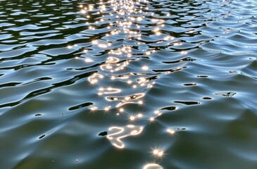 Sun-dappled lake water shimmers with vibrant reflections, creating a mesmerizing pattern of light and shadow on the tranquil surface, light, summer, ripple