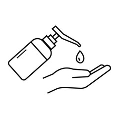 Creative design vector art of hand sanitizer dispenser pumping liquid onto an open palm