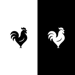 Modern Minimalist Rooster Logo in Black and White