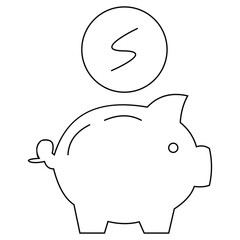 Piggy bank with coin above