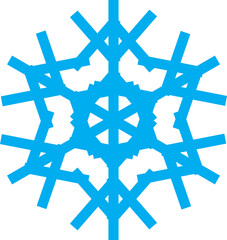 Blue Crystal Snowflake Minimal Winter Icon