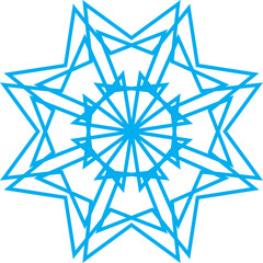 Spiky Blue Snowburst Mandala Winter Emblem
