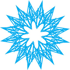 Spiky Blue Snowburst Mandala Winter Emblem